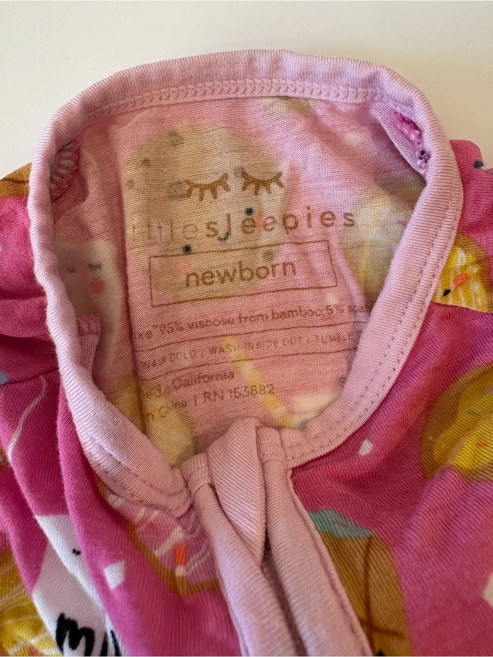 Little Sleepies Pink Milk & Cookies Zippy Pajamas Newborn
